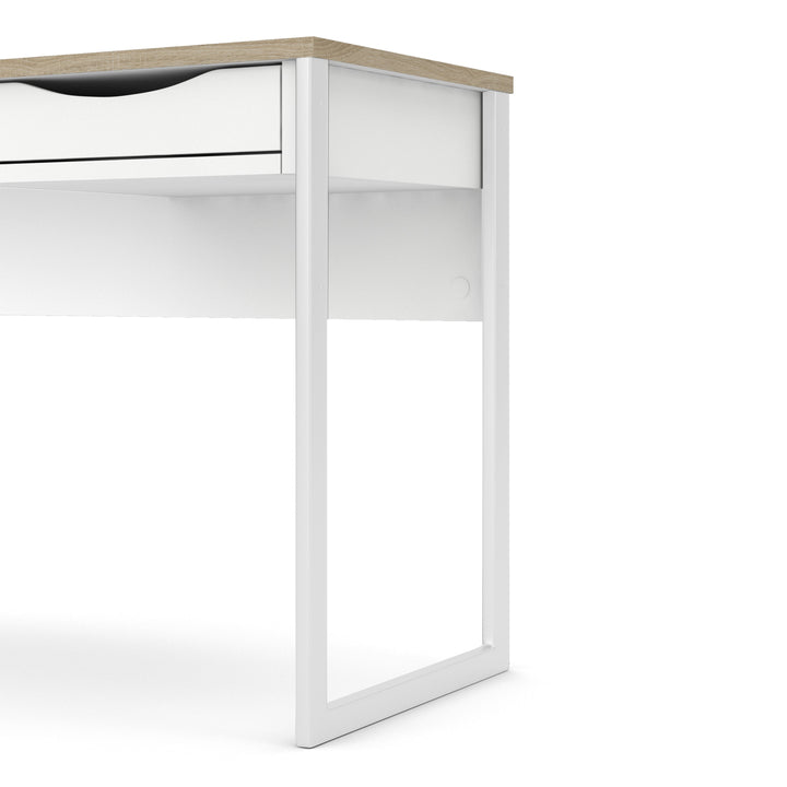 Function Plus Desk 1 Drawer in White with Oak Trim - TidySpaces