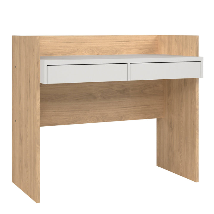 Function Plus Desk 2 Drawers In Jackson Hickory and White - TidySpaces