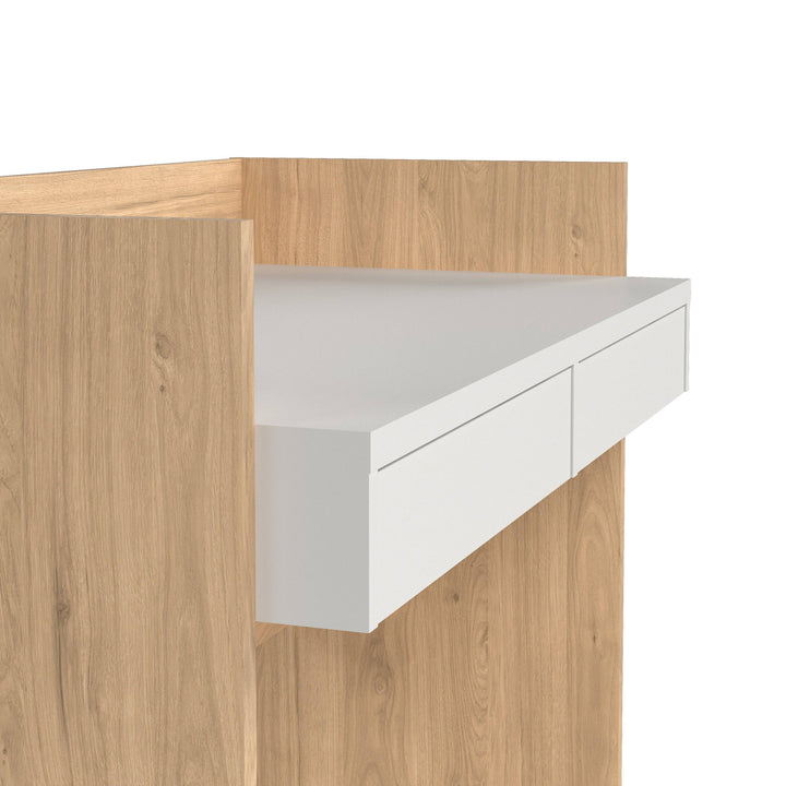 Function Plus Desk 2 Drawers In Jackson Hickory and White - TidySpaces