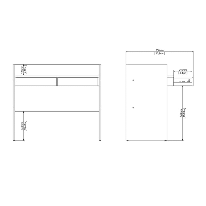 Function Plus Desk 2 Drawers In Jackson Hickory and White - TidySpaces