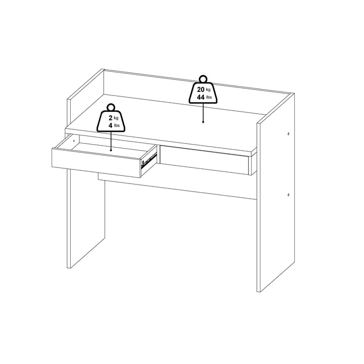 Function Plus Desk 2 Drawers In Jackson Hickory and White - TidySpaces