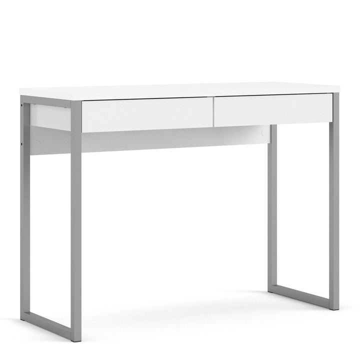 Function Plus Desk 2 Drawers in White High Gloss - TidySpaces