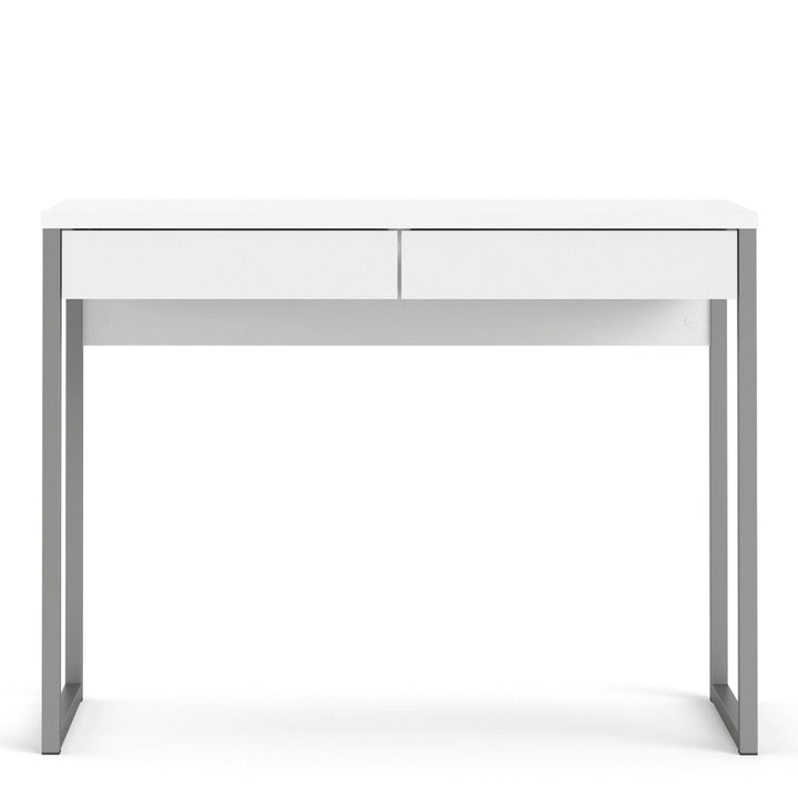 Function Plus Desk 2 Drawers in White High Gloss - TidySpaces