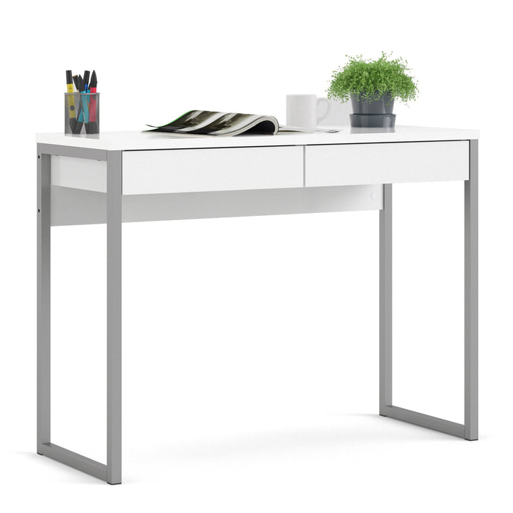 Function Plus Desk 2 Drawers in White High Gloss - TidySpaces