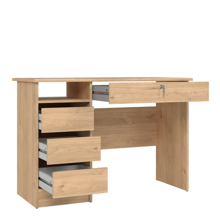 Function Plus Desk (3+1) handle free Drawer in Jackson Hickory Oak - TidySpaces