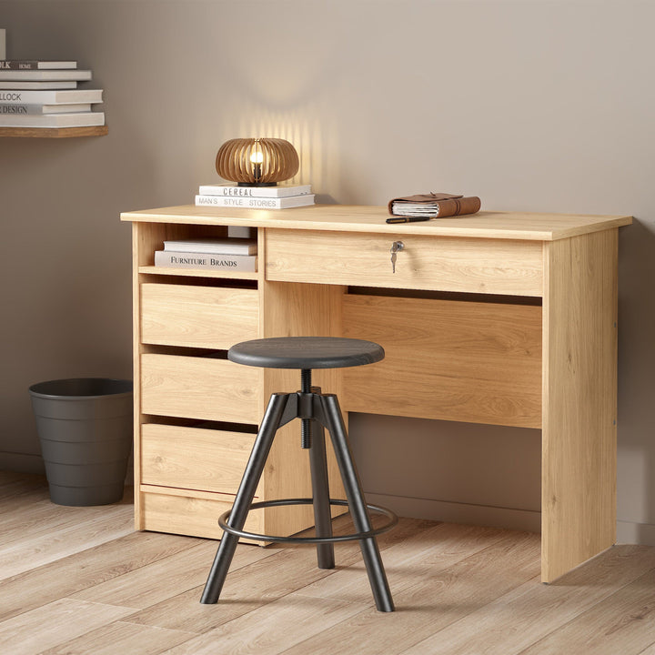 Function Plus Desk (3+1) handle free Drawer in Jackson Hickory Oak - TidySpaces