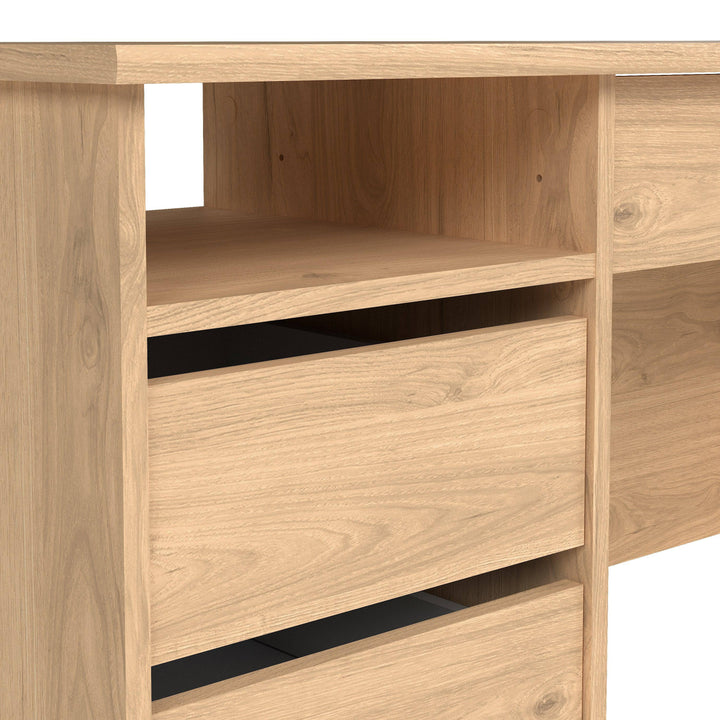 Function Plus Desk (3+1) handle free Drawer in Jackson Hickory Oak - TidySpaces