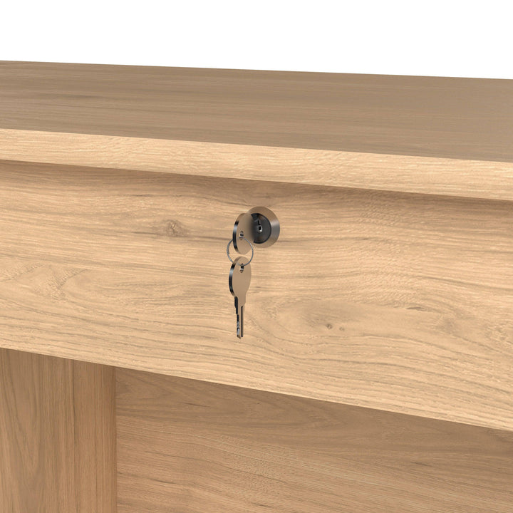 Function Plus Desk (3+1) handle free Drawer in Jackson Hickory Oak - TidySpaces