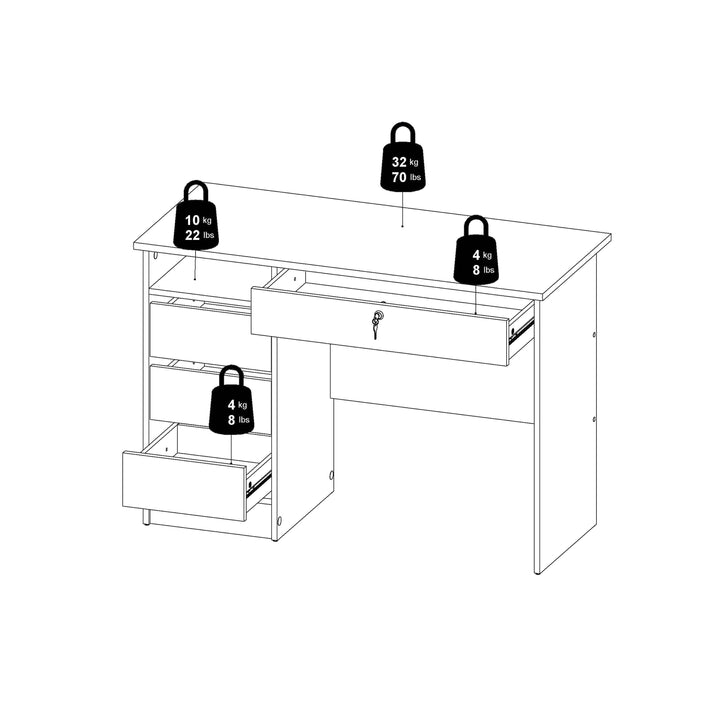 Function Plus Desk (3+1) handle free Drawer in Jackson Hickory Oak - TidySpaces
