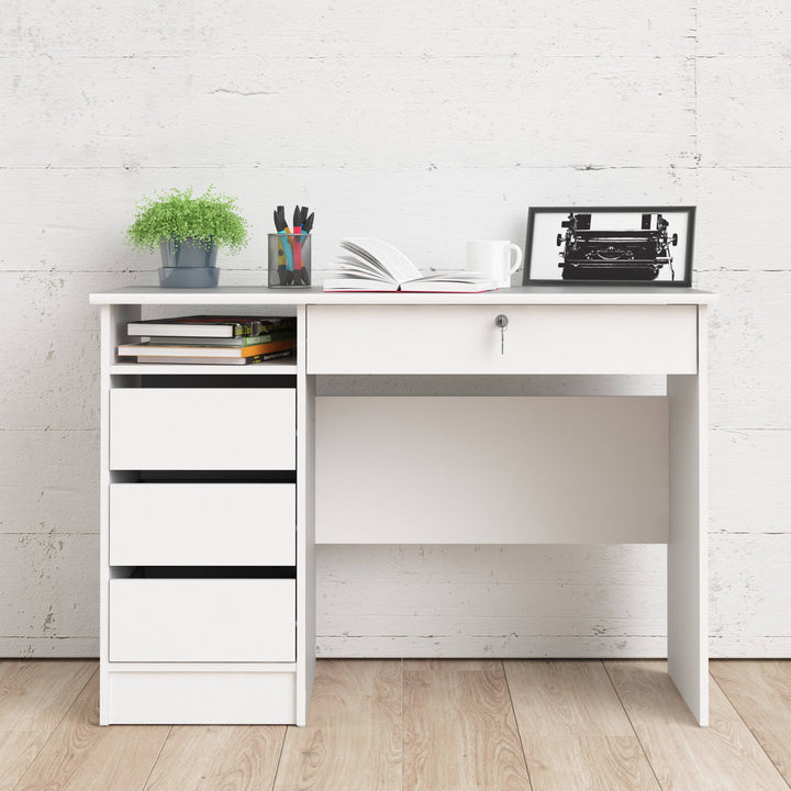 Function Plus Desk (3+1) handle free Drawer in White - TidySpaces