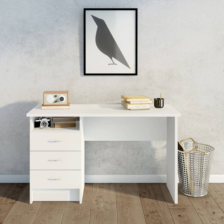 Function Plus Desk 3 Drawers in White - TidySpaces