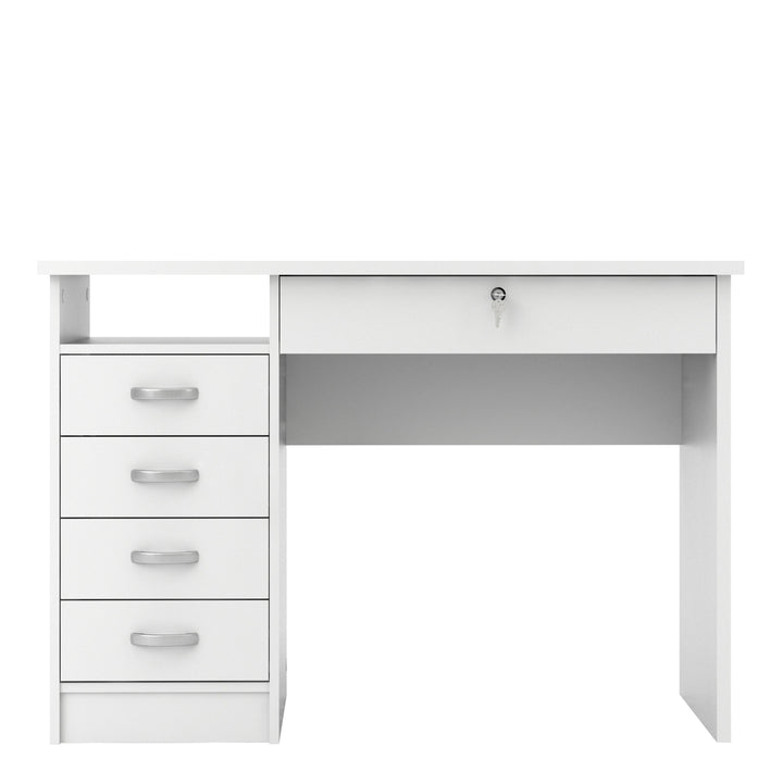 Function Plus Desk 5 Drawers in White - TidySpaces