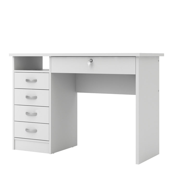 Function Plus Desk 5 Drawers in White - TidySpaces