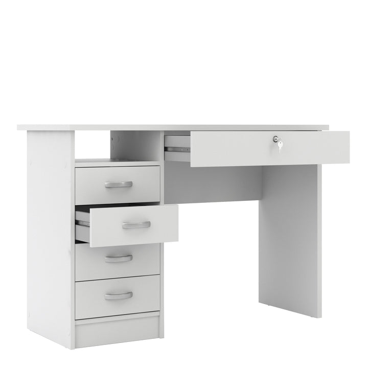 Function Plus Desk 5 Drawers in White - TidySpaces