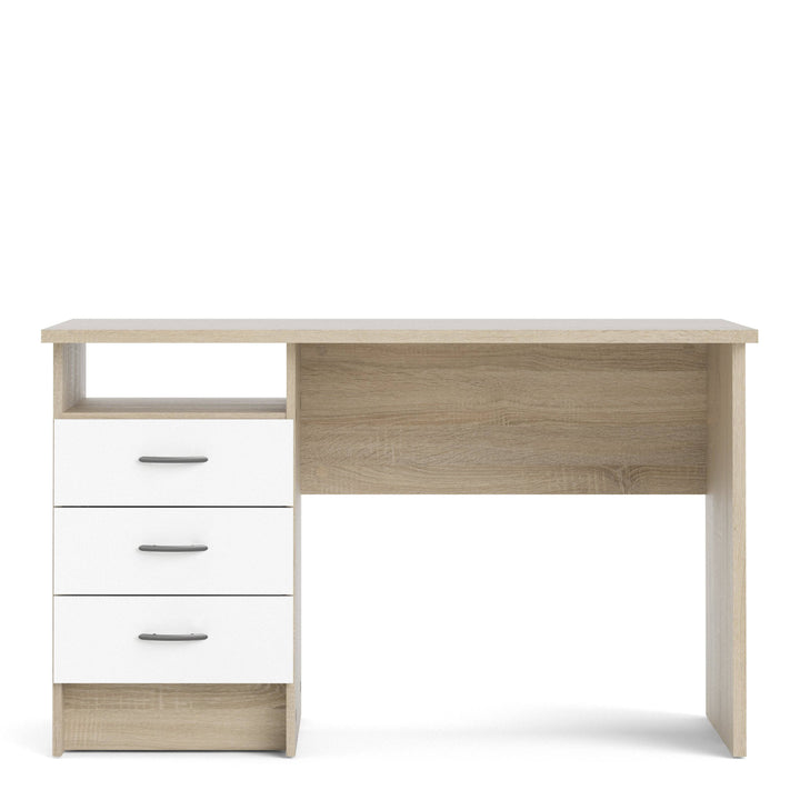 Function Plus Oak Desk 3 White Drawers - TidySpaces