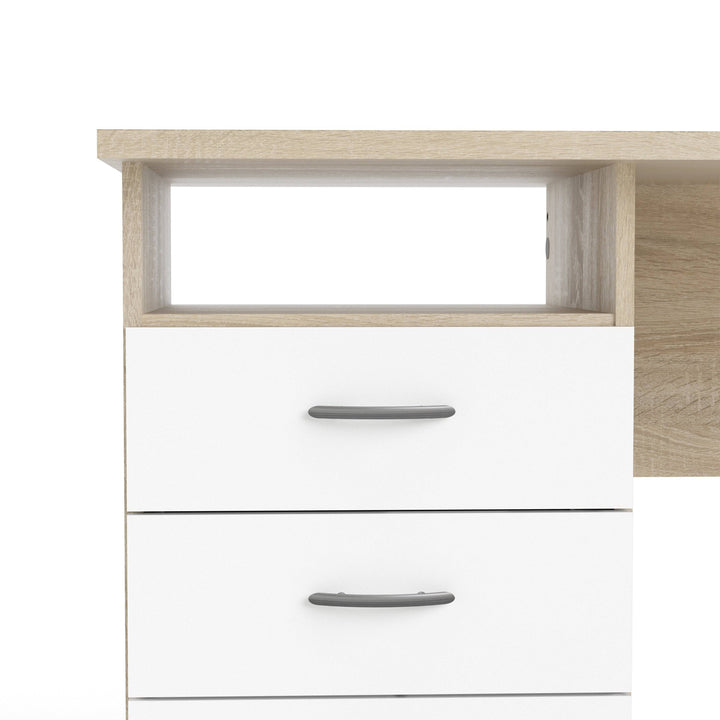 Function Plus Oak Desk 3 White Drawers - TidySpaces