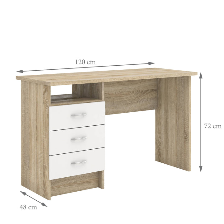 Function Plus Oak Desk 3 White Drawers - TidySpaces