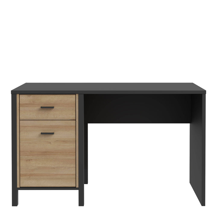 High Rock Desk in Matt Black/Riviera Oak - TidySpaces