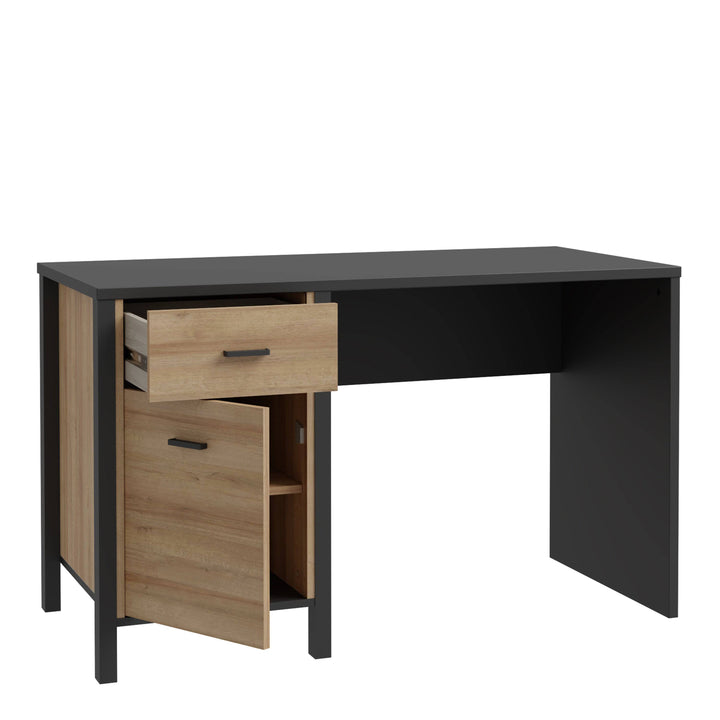 High Rock Desk in Matt Black/Riviera Oak - TidySpaces
