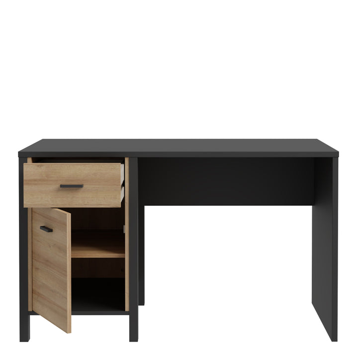 High Rock Desk in Matt Black/Riviera Oak - TidySpaces
