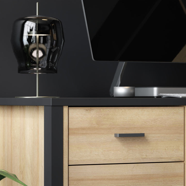 High Rock Desk in Matt Black/Riviera Oak - TidySpaces