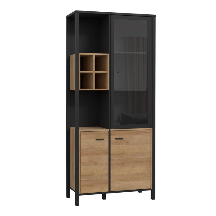 High Rock Display Cabinet in Matt Black/Riviera Oak - TidySpaces