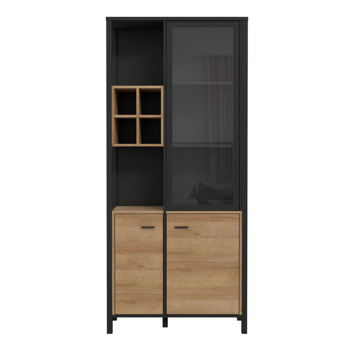 High Rock Display Cabinet in Matt Black/Riviera Oak - TidySpaces