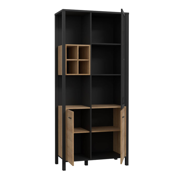 High Rock Display Cabinet in Matt Black/Riviera Oak - TidySpaces