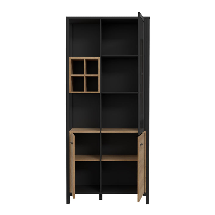 High Rock Display Cabinet in Matt Black/Riviera Oak - TidySpaces