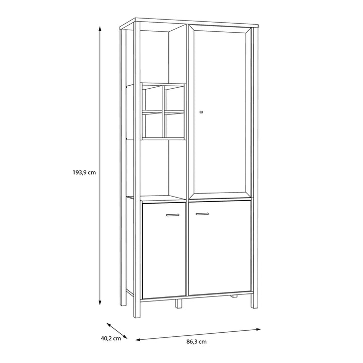 High Rock Display Cabinet in Matt Black/Riviera Oak - TidySpaces