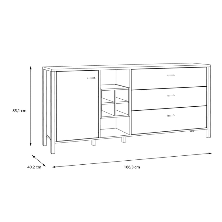 High Rock (Large) Sideboard in Matt Black/Riviera Oak - TidySpaces
