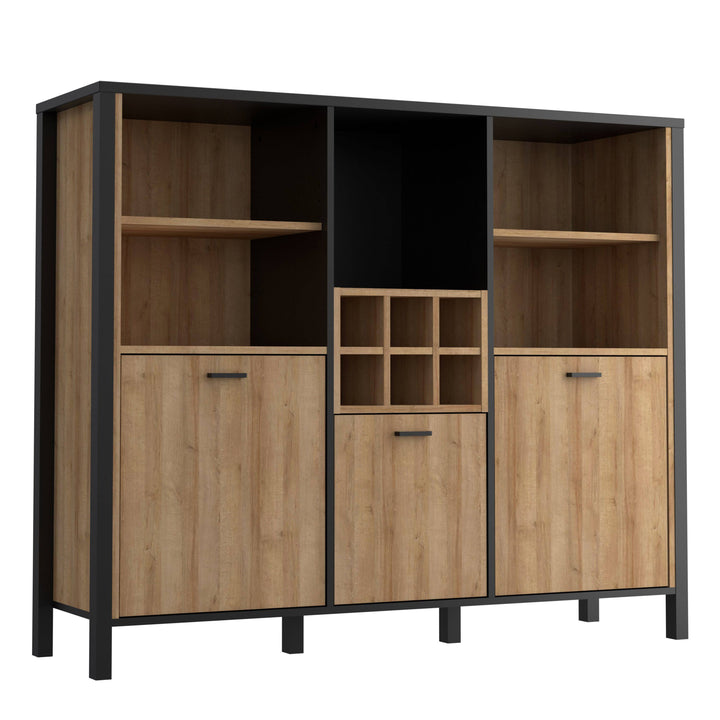 High Rock Shelf Unit in Matt Black/Riviera Oak - TidySpaces