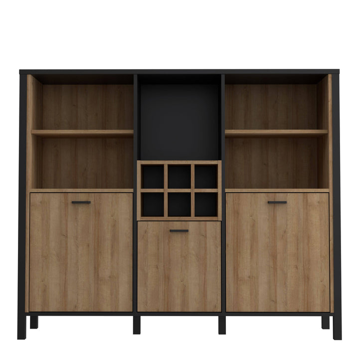 High Rock Shelf Unit in Matt Black/Riviera Oak - TidySpaces