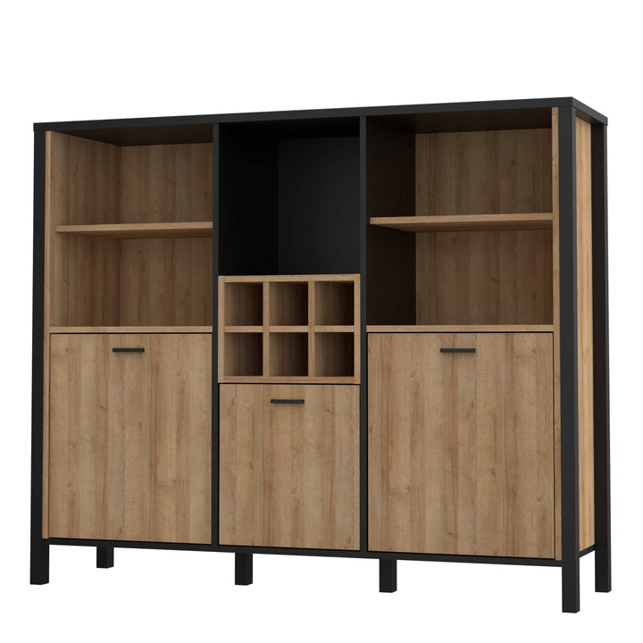 High Rock Shelf Unit in Matt Black/Riviera Oak - TidySpaces