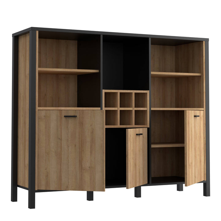 High Rock Shelf Unit in Matt Black/Riviera Oak - TidySpaces
