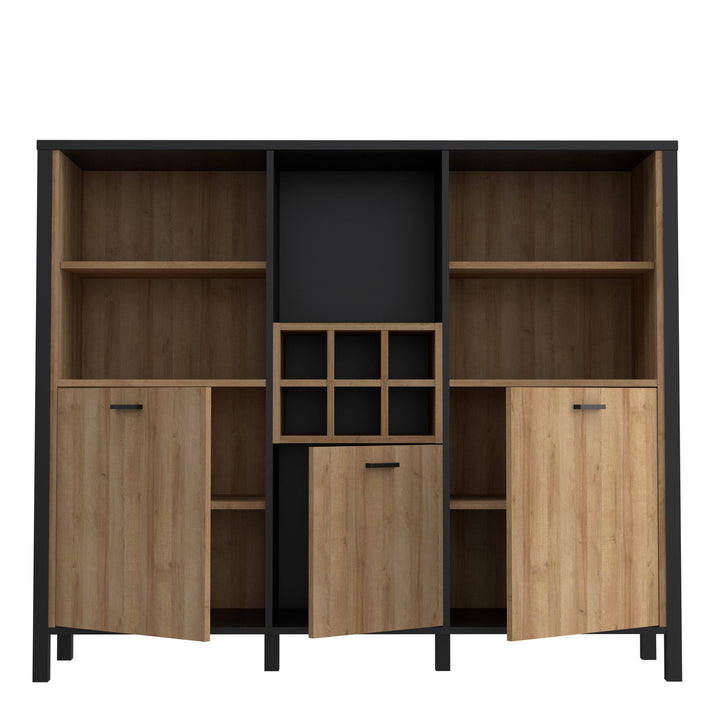 High Rock Shelf Unit in Matt Black/Riviera Oak - TidySpaces