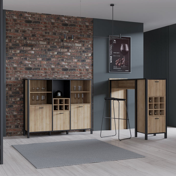 High Rock Shelf Unit in Matt Black/Riviera Oak - TidySpaces