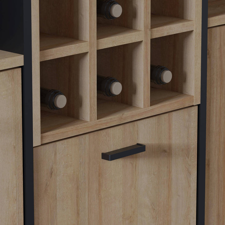 High Rock Shelf Unit in Matt Black/Riviera Oak - TidySpaces