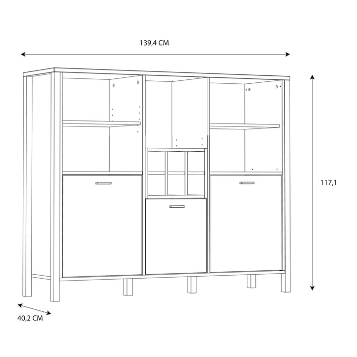 High Rock Shelf Unit in Matt Black/Riviera Oak - TidySpaces