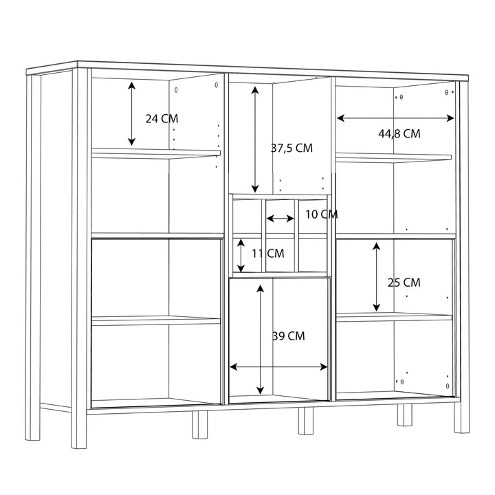 High Rock Shelf Unit in Matt Black/Riviera Oak - TidySpaces