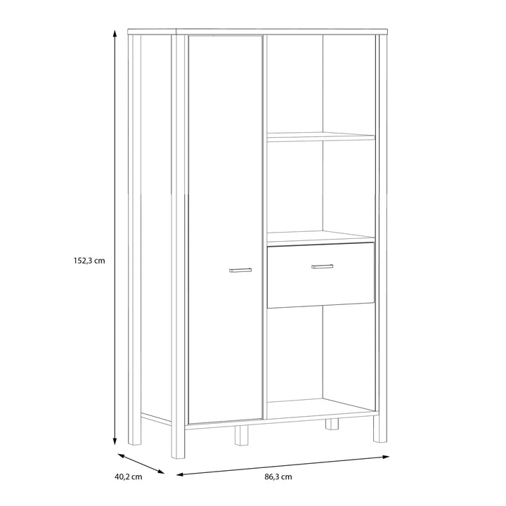 High Rock Wide Shelf Unit in Matt Black/Riviera Oak - TidySpaces