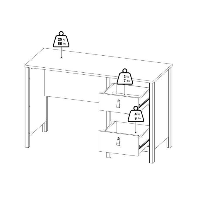 Madrid Desk 3 drawers White - TidySpaces