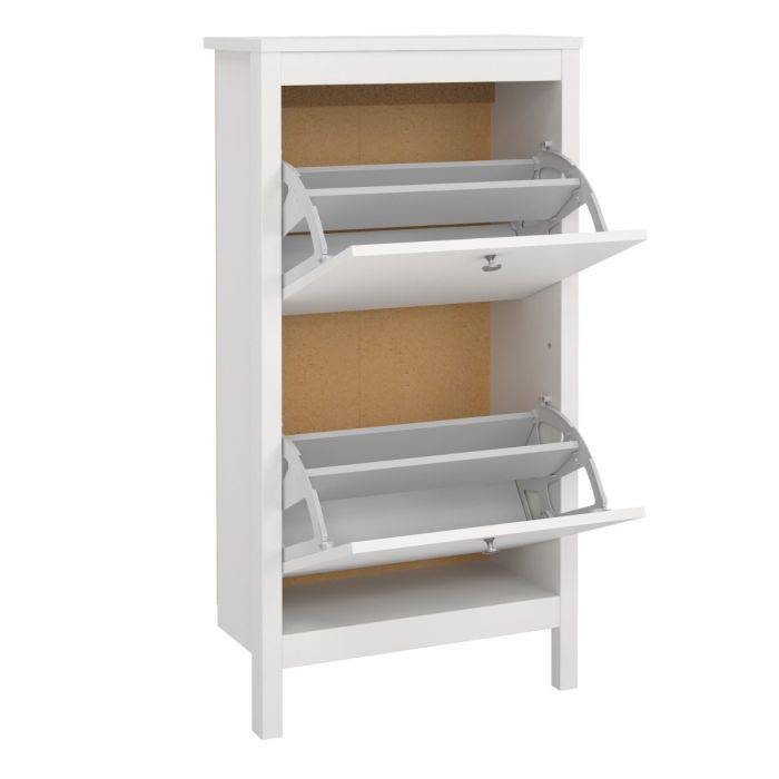 Madrid Shoe Cabinet 2 Flap Door White - TidySpaces