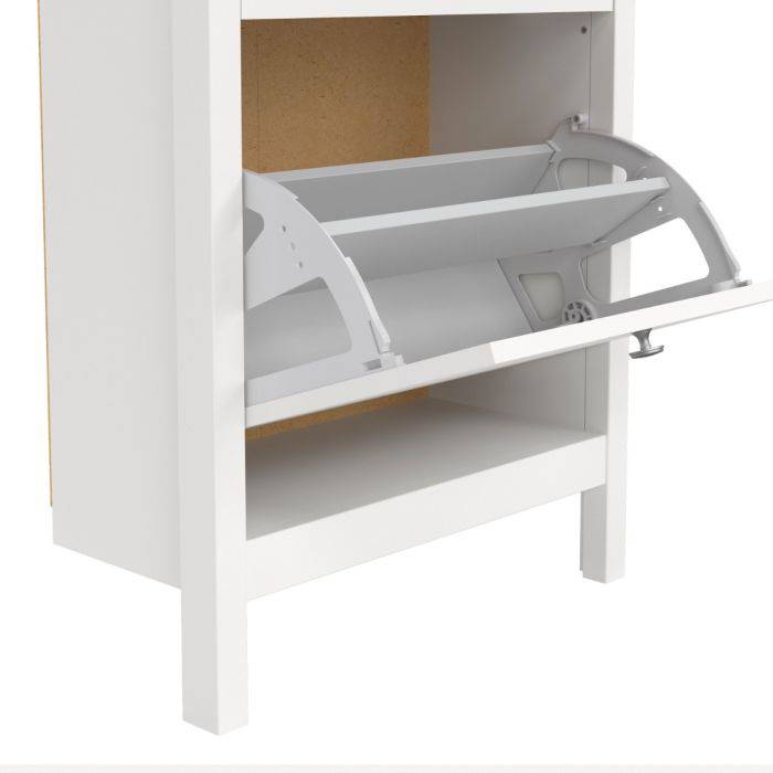 Madrid Shoe Cabinet 2 Flap Door White - TidySpaces