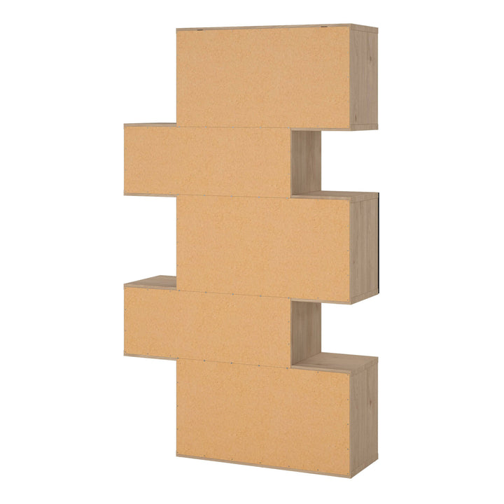 Maze Asymmetrical Bookcase with 3 Doors in Jackson Hickory and Black - TidySpaces