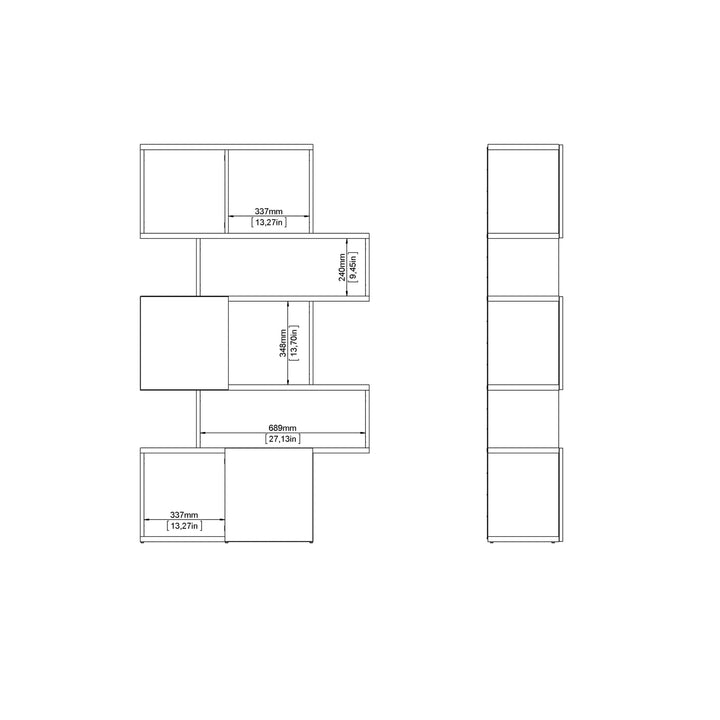 Maze Asymmetrical Bookcase with 3 Doors in Jackson Hickory and Black - TidySpaces