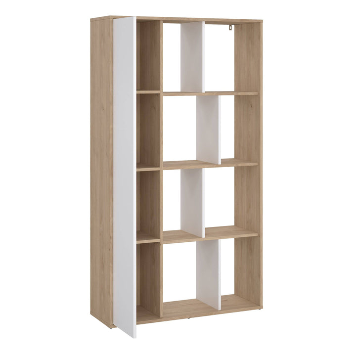 Maze Bookcase with 1 Door in Jackson Hickory and White High Gloss - TidySpaces