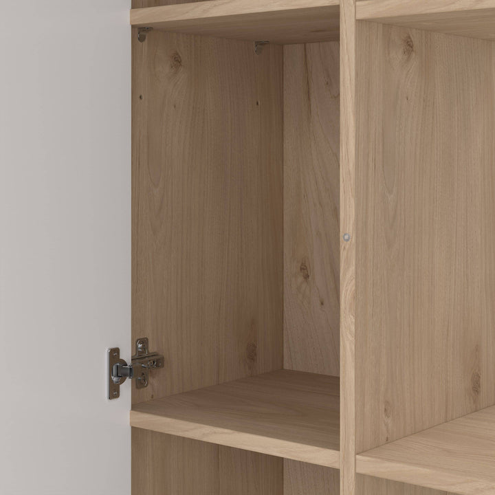 Maze Bookcase with 1 Door in Jackson Hickory and White High Gloss - TidySpaces