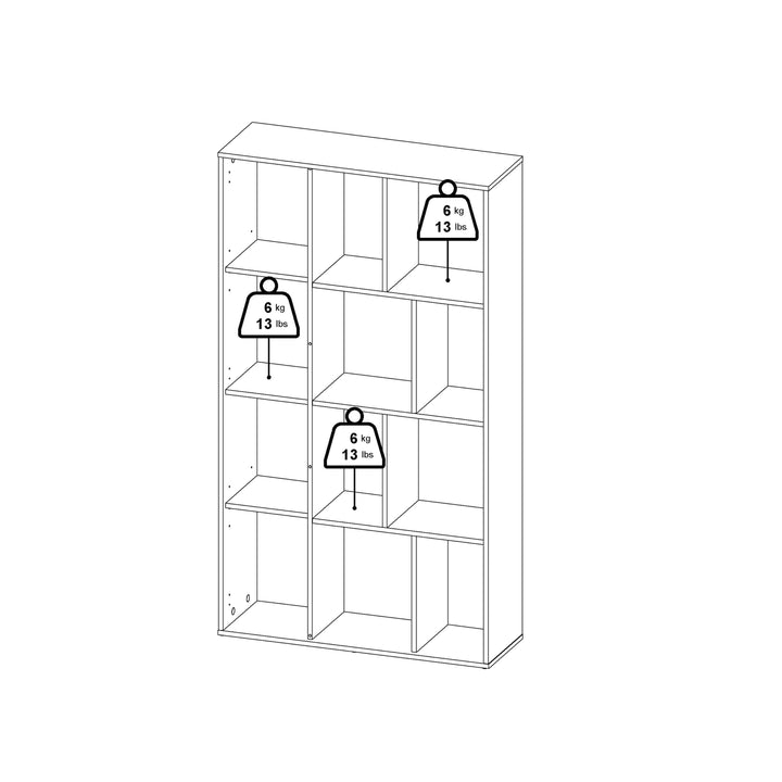 Maze Bookcase with 1 Door in Jackson Hickory and White High Gloss - TidySpaces
