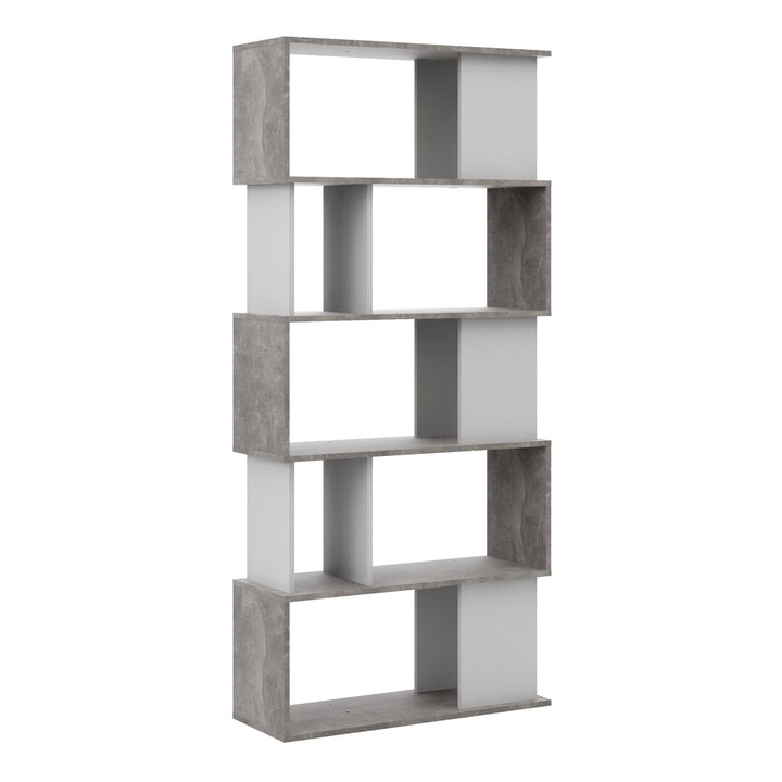 Maze Open Bookcase 4 Shelves in Concrete and White - TidySpaces